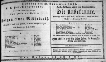 Theaterzettel (Oper und Burgtheater in Wien)