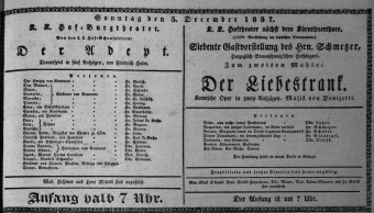 Theaterzettel (Oper und Burgtheater in Wien)