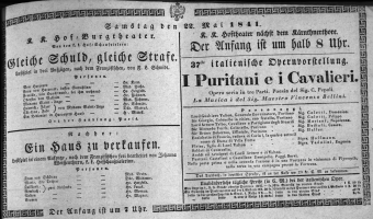 Theaterzettel (Oper und Burgtheater in Wien)