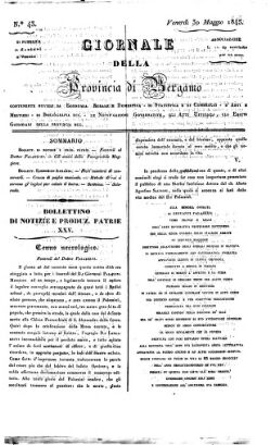 Giornale d'indizi giudiziarj della provincia di Bergamo