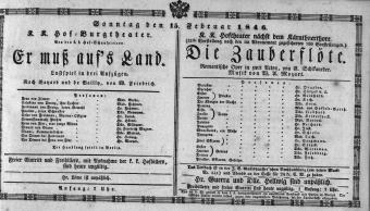 Theaterzettel (Oper und Burgtheater in Wien)