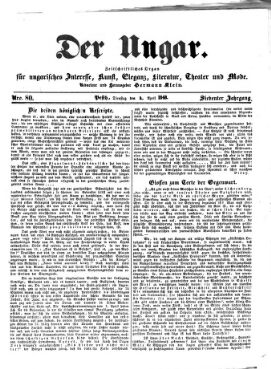 Der Ungar. Zeitschriftliches Organ für magyarische Interessen