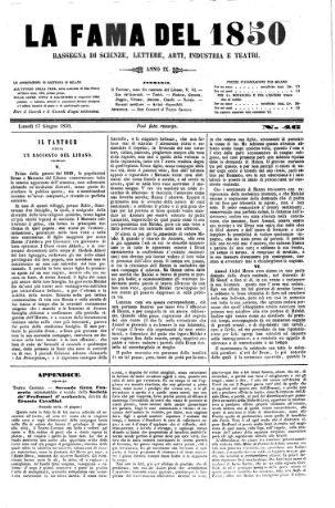 La Fama. Giornale di scienze, lettere, arti, industria e teatri