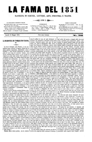 La Fama. Giornale di scienze, lettere, arti, industria e teatri