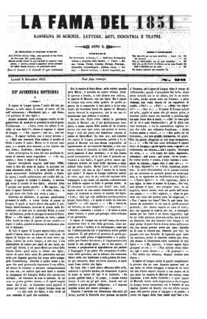 La Fama. Giornale di scienze, lettere, arti, industria e teatri