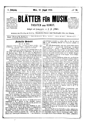 Blätter für Musik, Theater und Kunst