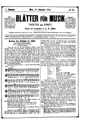 Blätter für Musik, Theater und Kunst