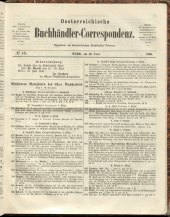 Oesterreichische Buchhändler-Correspondenz