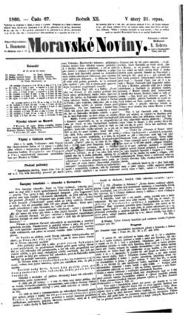 Morawske Nowiny (Noviny). (Mährische Zeitung.)