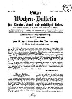 Wochenbulletin der Linzer Bühne