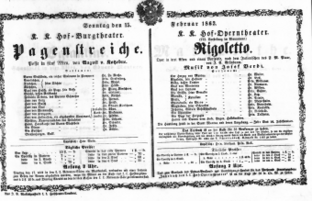 Theaterzettel (Oper und Burgtheater in Wien)