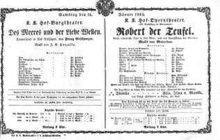 Theaterzettel (Oper und Burgtheater in Wien)