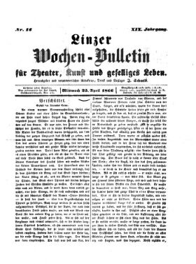 Wochenbulletin der Linzer Bühne