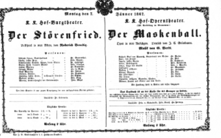 Theaterzettel (Oper und Burgtheater in Wien)