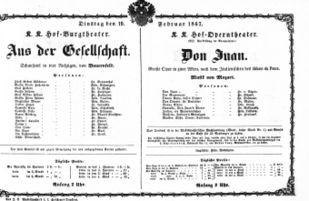 Theaterzettel (Oper und Burgtheater in Wien)