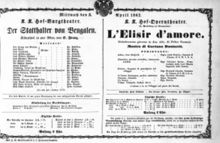 Theaterzettel (Oper und Burgtheater in Wien)