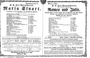 Theaterzettel (Oper und Burgtheater in Wien)