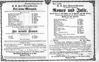 Theaterzettel (Oper und Burgtheater in Wien)