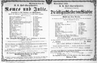 Theaterzettel (Oper und Burgtheater in Wien)