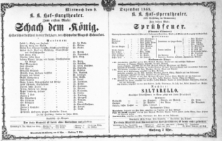 Theaterzettel (Oper und Burgtheater in Wien)