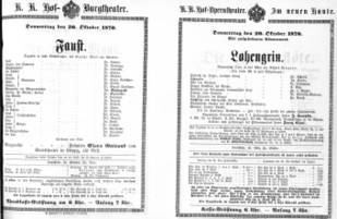 Theaterzettel (Oper und Burgtheater in Wien)