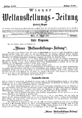 Wr. Weltaustellungs-Zeitung / Int. Austellungs-Zeitung