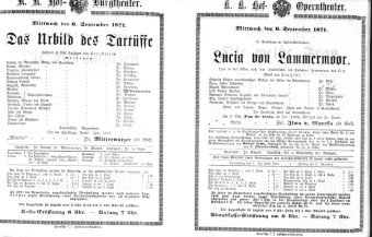 Theaterzettel (Oper und Burgtheater in Wien)