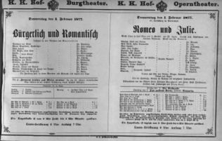 Theaterzettel (Oper und Burgtheater in Wien)
