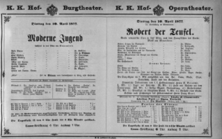 Theaterzettel (Oper und Burgtheater in Wien)