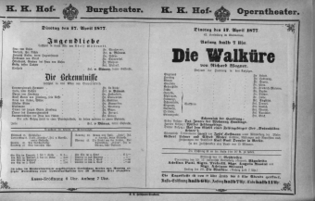 Theaterzettel (Oper und Burgtheater in Wien)