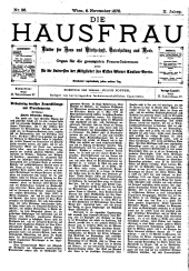 Die Hausfrau: Blätter für Haus und Wirthschaft