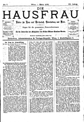 Die Hausfrau: Blätter für Haus und Wirthschaft