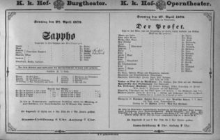 Theaterzettel (Oper und Burgtheater in Wien)
