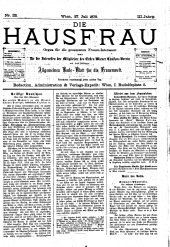 Die Hausfrau: Blätter für Haus und Wirthschaft