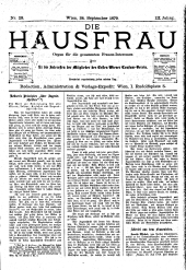 Die Hausfrau: Blätter für Haus und Wirthschaft