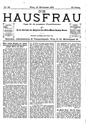 Die Hausfrau: Blätter für Haus und Wirthschaft