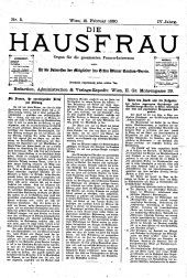 Die Hausfrau: Blätter für Haus und Wirthschaft