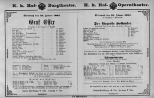 Theaterzettel (Oper und Burgtheater in Wien)