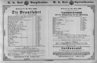 Theaterzettel (Oper und Burgtheater in Wien)