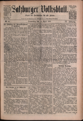 Salzburger Volksblatt: unabh. Tageszeitung f. Stadt u. Land Salzburg