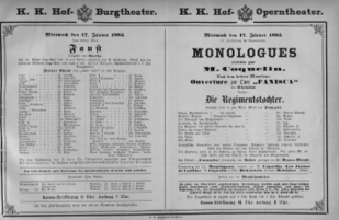 Theaterzettel (Oper und Burgtheater in Wien)
