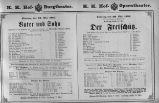 Theaterzettel (Oper und Burgtheater in Wien)