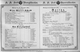 Theaterzettel (Oper und Burgtheater in Wien)