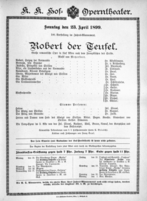 Theaterzettel (Oper und Burgtheater in Wien)