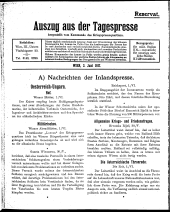 Auszug aus der Tagespresse