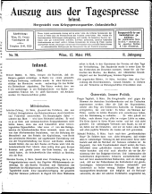 Auszug aus der Tagespresse