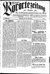 Grazer Vorortezeitung: Organ f. d. Umgebungsgemeinden v. Graz