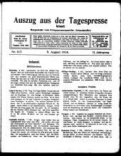 Auszug aus der Tagespresse