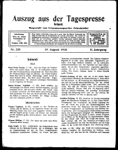 Auszug aus der Tagespresse