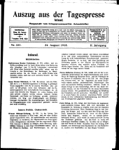 Auszug aus der Tagespresse